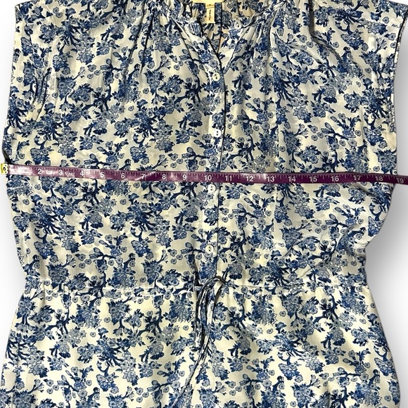 Rebecca Taylor Aimee Floral Silk Mini Shirt Dress Blue White Size 0 - Picture 7 of 12
